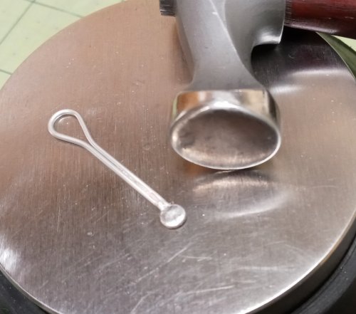 Judy Larson's Cotter Pin Style Bail - , Findings & Components, Toggles & Clasps, Earwire & Headpin, Butane Torch, Soldering, Solder, Hammer the ball and the lower wires 
